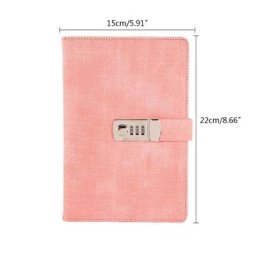 Carnet de notes A5 avec verrou de mot de passe en cuir bloc-notes pour Agenda planificateur de