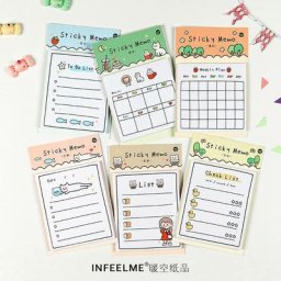 Décennie s-notes adhésifs mignons pour petite fille chat canard étoile plan hebdomadaire