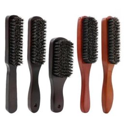 Brosse à barbe en bois massif poils de sanglier massage de la barbe poils incurvés brosses à
