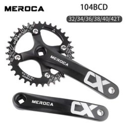 MEROCA Pédalier VTT 170MM 32/34/36/38/40/42T Pédalier à plateau Pédalier à trous carrés Pièces