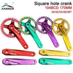 Pédalier de vélo vtt en alliage d'aluminium trou carré de 170mm manivelle 32T 34T 36T 38T 40T 42T