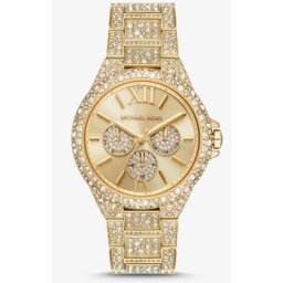 Michael Kors Montre Camille dorée surdimensionnée à pierres pavées
