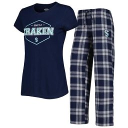 Concepts Sport Deep Sea Blue/Gris Seattle Kraken Badge T-shirt et pantalon Ensemble de nuit