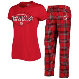 Ensemble de pyjama et pantalon Concepts Sport pour femme avec écusson New Jersey Devils rouge/noir