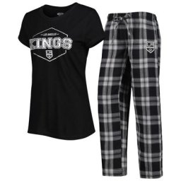 Ensemble de pyjama et pantalon Concepts Sport Los Angeles Kings Badge noir/gris pour femme