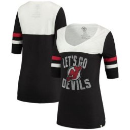 T-shirt à encolure en V pour femme '47 noir New Jersey Devils Game Day Debut