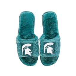 Pantoufles Fuzzy Strass FOCO Green Michigan State Spartans pour femmes