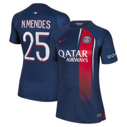 Maillot PSG Nike Domicile Stadium 23/24 - Femme avec flocage N.Mendes 25