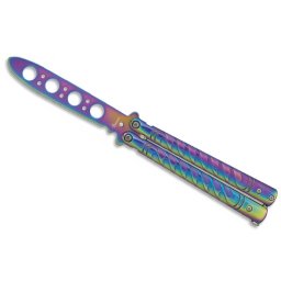 Couteau papillon balisong 21,5cm multicolore entrainement