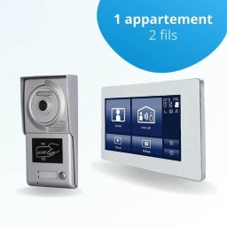 Portier interphone vidéo neo 2 fils - 1 appartement - 1 écran tactile smart 7" blanc - avec lecteur de badge