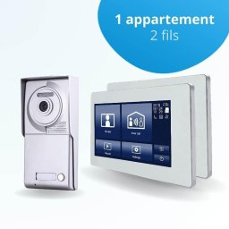 Portier interphone vidéo neo 2 fils - 1 appartement - 2 écrans tactiles smart 7" blanc