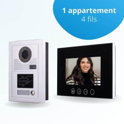 Portier interphone vidéo classic-2 4 fils - 1 écran noir 7" - avec mémoire photos - avec lecteur de badge