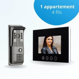 Portier interphone vidéo pili 4 fils - 1 écran noir 7" - avec mémoire photos