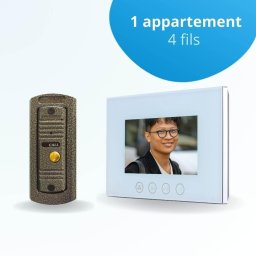 Portier interphone vidéo pino 4 fils - 1 écran blanc 7" - avec mémoire photos