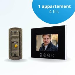 Portier interphone vidéo pino 4 fils - 1 écran noir 7" - avec mémoire photos