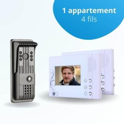 Portier interphone vidéo pili 4 fils - 2 écrans blancs