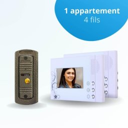 Portier interphone vidéo pino 4 fils - 2 écrans blancs