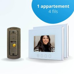 Portier interphone vidéo pino 4 fils - 2 écrans blancs 7" - avec mémoire photos