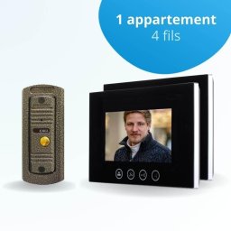 Portier interphone vidéo pino 4 fils - 2 écrans noirs 7" - avec mémoire photos