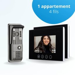 Portier interphone vidéo pili 4 fils - 2 écrans noirs 7" - avec mémoire photos