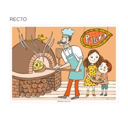 Set de table colorier 2 faces- modle Pizzeria - 31x43 cm - Carton