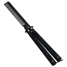 Couteau papillon balisong 22cm noir Peigne brosse