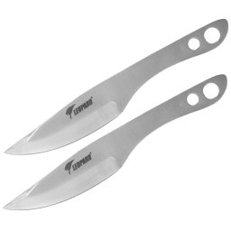 Lot 2 couteaux lancer Léopard 16cm tout acier inox