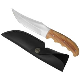 Poignard couteau 23cm bois teck LEOPARD + étui cuir