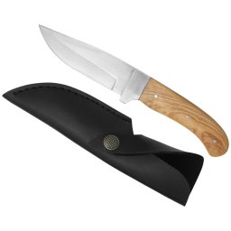 Poignard couteau 23cm bois teck LEOPARD + étui cuir