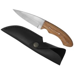 Poignard couteau 19cm bois teck LEOPARD + étui cuir