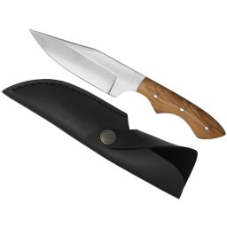 Poignard couteau 20,5cm bois teck LEOPARD + étui cuir