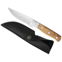 Poignard couteau 21,5cm bois teck LEOPARD + étui cuir