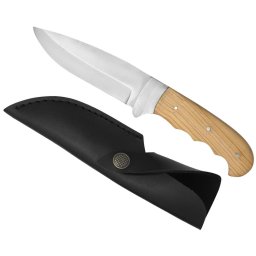Poignard couteau 24,5cm bois teck LEOPARD + étui cuir