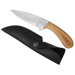 Poignard couteau 22cm bois teck LEOPARD + étui cuir