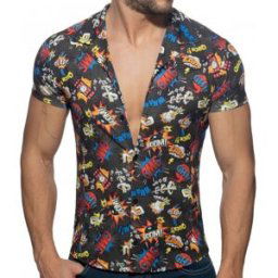 Addicted Chemisette Comic Microfibre Noire Noir L