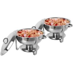 2pcs ZOKOP 5Qt Stainless Steel Round Buffet Stove Sliver