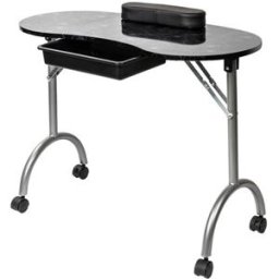 Portable Foldable MDF Nail Table With Armrests and Drawers Black