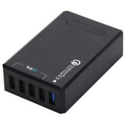 Y1 QC2.0 5 Ports Desktop Charger Station 54W Fast Charging for Samsung HTC Sony Xiaomi Phones Tablets - Black