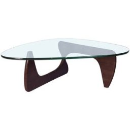 W30206082 Triangular Glass Coffee Table Dark Walnut