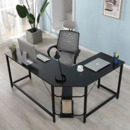 Home Office L-shaped Combination Corner Table Black