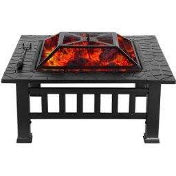 Multifunctional Square Iron Stove With Cover Black
