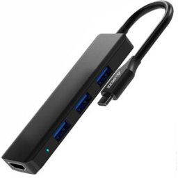Ajazz AT101PH Type-C To 3*USB 3.0 PD Fast Charge 4K HDMI HUB Black