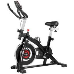 Indoor Cycling Bike with 4-Way Adjustable Handle & Seat Red and Black