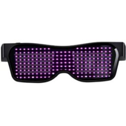 Rechargeable LED Light Emitting Bluetooth Glasses Black Frame Pink