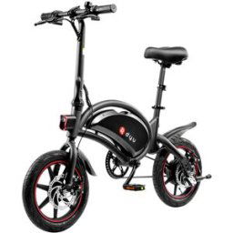 DYU D3F with Pedal Folding Moped Electric Bike 14 Inch Black