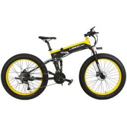 LANKELEISI XT750 Plus Fat Tire Electric Bike 12.8AH Black Yellow