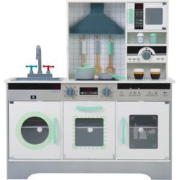 Wooden Pretend Play Kitchen Set Silver and Green