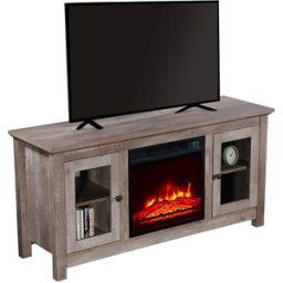 ZOKOP 51 Inch Log TV Cabinet 18 Inch Fireplace Black