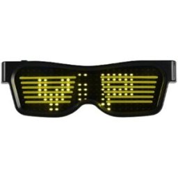 Rechargeable LED Light Emitting Bluetooth Glasses Black Frame Yellow