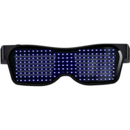 Rechargeable LED Light Emitting Bluetooth Glasses Black Frame Blue